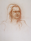 Portrait einer jungen Frau, Rötel