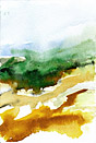 Marokkanische Landschaft. Aquarell